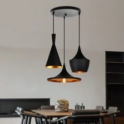Bon marché ❤️ WOTTES Lustre Suspension Antique Rétro Luminaire De Plafond 3 Lumières E27 Métal Plafonnier Pour Cuisine Chambre Café Restaurant - Base Ronde - Noir 🤩