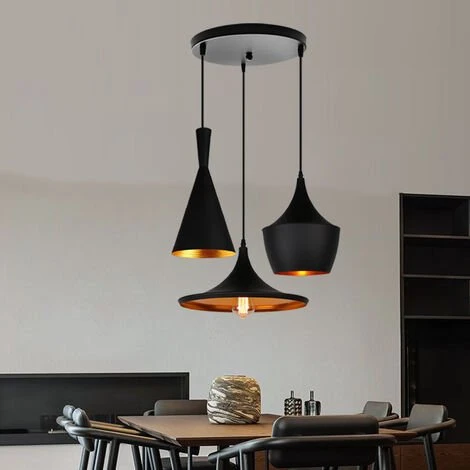 Bon marché ❤️ WOTTES Lustre Suspension Antique Rétro Luminaire De Plafond 3 Lumières E27 Métal Plafonnier Pour Cuisine Chambre Café Restaurant - Base Ronde - Noir 🤩 1 Bon marché ❤️ WOTTES Lustre Suspension Antique Rétro Luminaire De Plafond 3 Lumières E27 Métal Plafonnier Pour Cuisine Chambre Café Restaurant - Base Ronde - Noir 🤩