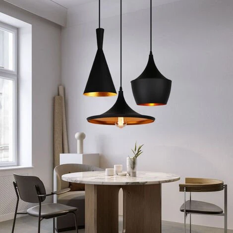 Bon marché ❤️ WOTTES Lustre Suspension Antique Rétro Luminaire De Plafond 3 Lumières E27 Métal Plafonnier Pour Cuisine Chambre Café Restaurant - Base Ronde - Noir 🤩 4 Bon marché ❤️ WOTTES Lustre Suspension Antique Rétro Luminaire De Plafond 3 Lumières E27 Métal Plafonnier Pour Cuisine Chambre Café Restaurant - Base Ronde - Noir 🤩 – Image 4