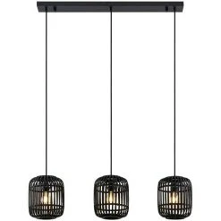 Grosses soldes ✨ LINDBY Suspension à Intensité Variable 'Canyana' En Bois Pour Salon & Salle à Manger - Noir 😍