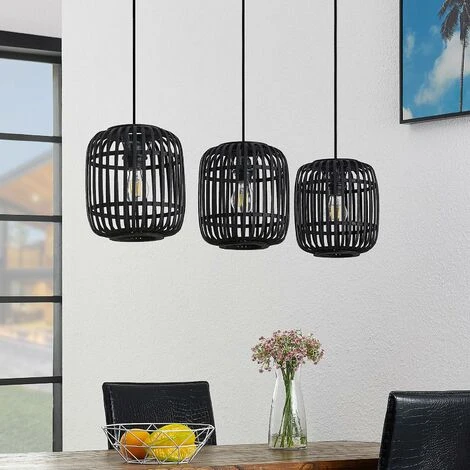 Grosses soldes ✨ LINDBY Suspension à Intensité Variable 'Canyana' En Bois Pour Salon & Salle à Manger - Noir 😍 2 Grosses soldes ✨ LINDBY Suspension à Intensité Variable 'Canyana' En Bois Pour Salon & Salle à Manger - Noir 😍 – Image 2