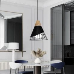 Tout neuf 🎉 WOTTES Lot De 2 Lustre Suspension Nordique Créatif Plafonnier En Forme Badminton Luminaire En Métal E27 Pour Chambre Salon Cuisine Bar - Noir - Noir ✨ -Suspension Soldes 32586465 3