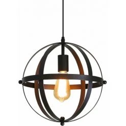 Grosses soldes 😍 GOECO Lampe Suspension Industrielle Vintage E27 Métal Noir Lustre De Cuisine Suspension Avec Câble Réglable 100CM Pour Escalier, Cuisine, Salon, Café, Hôtel 😉