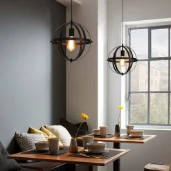 Grosses soldes 😍 GOECO Lampe Suspension Industrielle Vintage E27 Métal Noir Lustre De Cuisine Suspension Avec Câble Réglable 100CM Pour Escalier, Cuisine, Salon, Café, Hôtel 😉 -Suspension Soldes 32622093 3