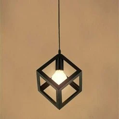 Remise ⭐ GOECO Lustre Suspension Vintage, Lustre Noir Abat-jour Luminaire En Métal En Forme De Cube Moderne, Suspension Luminaire Industrielle, Luminaire Plafonnier Salon Pour Chambre Salle à Manger Cuisine, E27 ✨
