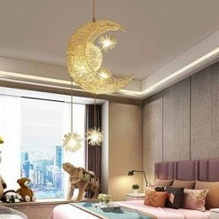 Grosses soldes ✔️ GOECO Lustre Suspension Industrielle Lune ETOILES LED Plafonnier Luminaire Aluminium Chambre Enfants 🔥 -Suspension Soldes 33023914 3