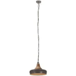 Budget 🛒 Lampe Suspendue Industrielle Gris Fer Et Bois Solide 26 Cm E27 VidaXL 👍 -Suspension Soldes 33109447 4