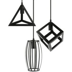 Grosses soldes 🔔 SKECTEN Rétro Métal Suspension Noir E27 3 Luminaire Suspension Industrielle Lampe Vintage Pendante Lumière Vintage En Métal Eclairage De Plafond Lustre Rétro Plafonnier Noir (Choix 1) ⌛ -Suspension Soldes 33222536 3