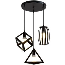 Grosses soldes 🔔 SKECTEN Rétro Métal Suspension Noir E27 3 Luminaire Suspension Industrielle Lampe Vintage Pendante Lumière Vintage En Métal Eclairage De Plafond Lustre Rétro Plafonnier Noir (Choix 1) ⌛ -Suspension Soldes 33222536 4