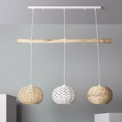 Top 10 ⭐ Suspension Rotin Et Bois Linfen ILUZZIA Naturel - Naturel ⭐