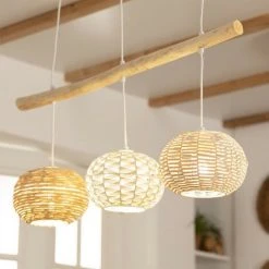 Top 10 ⭐ Suspension Rotin Et Bois Linfen ILUZZIA Naturel - Naturel ⭐ -Suspension Soldes 33410895 3