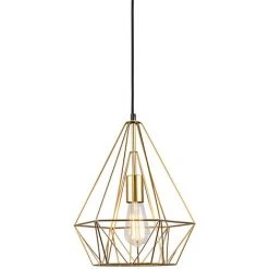 Le moins cher 🛒 QAZQA Carcass - Suspension Moderne - 1 Lumière - Ø 35 Cm - Doré/Laiton - Design,Moderne - Éclairage Intérieur - Salon I Chambre I Cuisine I Salle à Manger - Doré/Laiton ⭐