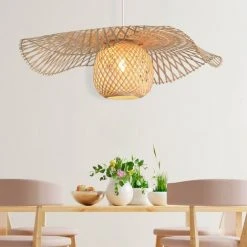 Meilleur prix ❤️ LÚZETE - SUSPENSION EN BAMBOU GRANDE E27 NALANI - Orange ✔️