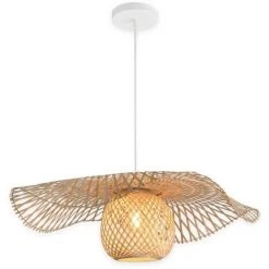 Meilleur prix ❤️ LÚZETE - SUSPENSION EN BAMBOU GRANDE E27 NALANI - Orange ✔️ -Suspension Soldes 33873748 3