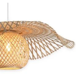 Meilleur prix ❤️ LÚZETE - SUSPENSION EN BAMBOU GRANDE E27 NALANI - Orange ✔️ -Suspension Soldes 33873748 4