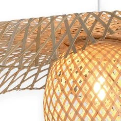 Meilleur prix ❤️ LÚZETE - SUSPENSION EN BAMBOU GRANDE E27 NALANI - Orange ✔️ -Suspension Soldes 33873748 5