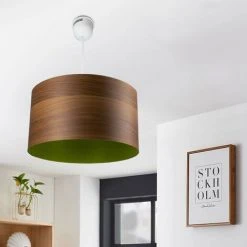 Budget 🔔 COREP Suspension Lustre Plafonnier Abat Jour Suspendu Vert Et Effet Bois 💯 -Suspension Soldes 34952174 3