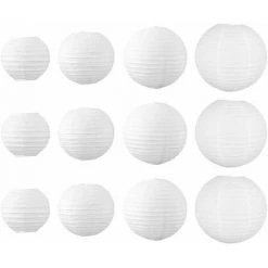 Meilleure vente ❤️ SKY LANTERN Lot De 12 Boules Japonaises 15/20/25/30cm - Blanc ⌛