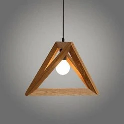 Meilleure affaire đ GOECO Suspension Luminaire Forme Triangle Design En Bois 30cm Vintage Lustre Corde Ajustable Décor Salle à Manger Chambre âš