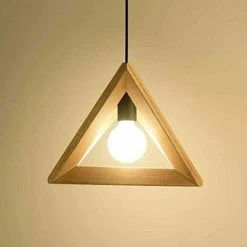 Meilleure affaire 🎁 GOECO Suspension Luminaire Forme Triangle Design En Bois 30cm Vintage Lustre Corde Ajustable Décor Salle à Manger Chambre ✨ -Suspension Soldes 36767029 3