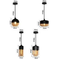 Grosses soldes ✨ STOEX Suspension Design Style Retro Vintage Contemporain Couleur Fumé , Lustre Abat-jour En Verre Corde Ajustable Luminaire Salle à Manger Chambre à Coucher Cuisine Salon Café Bar - Cylindre Allongé 🎉 -Suspension Soldes 36909416 5