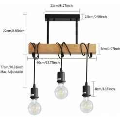 Vente flash ✔️ GOECO Suspension Luminaire Vintage, Plafonnier Industriel, Réglable Lustre En Bois Pour Salle à Manger, Salon, 3 Lumières E27 (Ampoule Non Incluse) 🎉 9 Vente flash ✔️ GOECO Suspension Luminaire Vintage, Plafonnier Industriel, Réglable Lustre En Bois Pour Salle à Manger, Salon, 3 Lumières E27 (Ampoule Non Incluse) 🎉 -Suspension Soldes 37786333 5