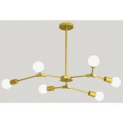 Meilleur prix âš GOECO Lustre Plafonnier E27 6 Lumières Lustre Plafonnier Or Avec Bras Lumineux Ajustables Postuler à Salon Chambre Salle à Manger Café Bar(Ne Comprend Pas L'ampoule) đ