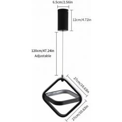 Acheter 💯 GOECO Plafonnier Led Moderne, Suspension Led Design Noir Carrée 22W 3000K Lustre Acrylique Hauteur Réglable, Pour Salle à Manger, Salon, Cuisine, Restaurant, Bar, Hôtel, (Lumière Blanche Chaude) 🥰 -Suspension Soldes 37973144 5