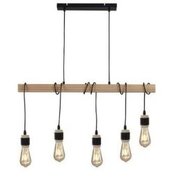 Top 10 ✨ AUTRES DETROIT Suspension Industrielle 5 Tetes En Bois - 7 X 90 X H150 - Noir - Ampoules Décoratives E27 40W Fournies 🎁