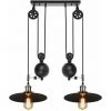 Budget 😀 AXHUP Suspension Lustre En Poulie 2 Tête Plafonnier Luminaire Noir Pour Cuisine Salon Chambre Café Bar 🛒