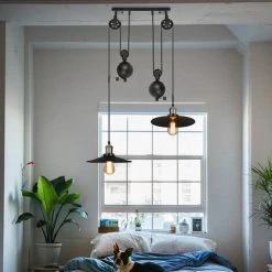 Budget 😀 AXHUP Suspension Lustre En Poulie 2 Tête Plafonnier Luminaire Noir Pour Cuisine Salon Chambre Café Bar 🛒 7 Budget 😀 AXHUP Suspension Lustre En Poulie 2 Tête Plafonnier Luminaire Noir Pour Cuisine Salon Chambre Café Bar 🛒 -Suspension Soldes 39931378 3