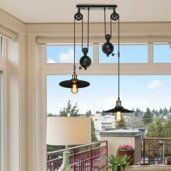 Budget 😀 AXHUP Suspension Lustre En Poulie 2 Tête Plafonnier Luminaire Noir Pour Cuisine Salon Chambre Café Bar 🛒 8 Budget 😀 AXHUP Suspension Lustre En Poulie 2 Tête Plafonnier Luminaire Noir Pour Cuisine Salon Chambre Café Bar 🛒 -Suspension Soldes 39931378 4