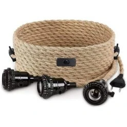 Bon marché ⌛ BEARSU E27 Chanvre Corde Vintage Suspendu Pendentif Lumière 3-tête, 8,8 Mètres 3 Douilles De Lampe Avec Interrupteur, Industriel Rétro Restaurant Bar Café 👏