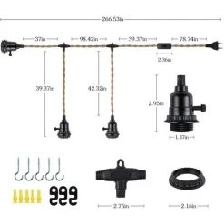 Bon marché ⌛ BEARSU E27 Chanvre Corde Vintage Suspendu Pendentif Lumière 3-tête, 8,8 Mètres 3 Douilles De Lampe Avec Interrupteur, Industriel Rétro Restaurant Bar Café 👏 -Suspension Soldes 40002164 5