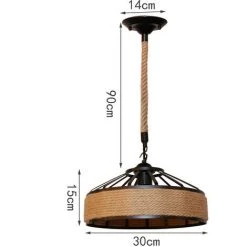 Meilleur prix 🔔 STOEX Retro Suspension Luminaire Industriel 30cm Noir , La Lumière Au Plafond En Fer Corde De Chanvre Vintage Loft Lustre Plafonnier Décoration Pour Salon, Cuisine, Restaurant, Bar 🎉 -Suspension Soldes 41505366 3