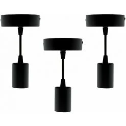 Nouveau 👏 ELEXITY Lot De 3 Kits De Suspension Luminaire Métal Avec Cordons Textiles Noir 👏