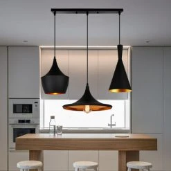 Nouveau ✨ AXHUP Lustre Suspension 3 Lampes En Barre Noir Suspension Luminaire Décoration Pour Restaurant Bar Bar Maison 😍 -Suspension Soldes 41833716 4