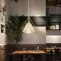 Sortie 🔥 STOEX Lustre Suspension Industrielle 25cm , Plafonnier Lampe De Plafond Abat-Jour Cage Diamant Corder Ajustable (Or) 🛒 -Suspension Soldes 42469479 5