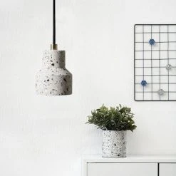 Remise 🥰 MERKMAK Creatif Lampe Suspension En Terrazzo Industriel Convient Pour Le Chevet , Les Restaurants Et Les Bars - Blanc (1 PCS) 👍