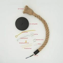 Acheter 🤩 TANABATA Suspension Luminaire Lustre Corde Chanvre Plafonnier Industriel Pour Maison Salon Balcon Restaurant (uni, 100CM) 🌟 -Suspension Soldes 42537683 4