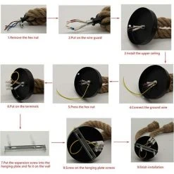 Acheter 🤩 TANABATA Suspension Luminaire Lustre Corde Chanvre Plafonnier Industriel Pour Maison Salon Balcon Restaurant (uni, 100CM) 🌟 -Suspension Soldes 42537683 5