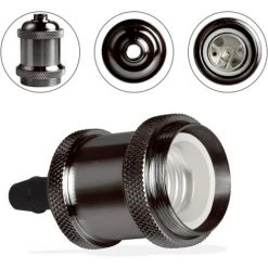 Coupon ❤️ STOEX Lot De 6 Vintage LED Lighting E27 Edison Douille Ampoule Support De Lampe Suspension Plafonnier Vis Ampoule Rétro Adaptateur Socket , Noir Clair 🌟 -Suspension Soldes 42692216 3