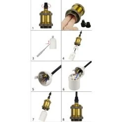 Coupon ❤️ STOEX Lot De 6 Vintage LED Lighting E27 Edison Douille Ampoule Support De Lampe Suspension Plafonnier Vis Ampoule Rétro Adaptateur Socket , Noir Clair 🌟 -Suspension Soldes 42692216 5
