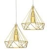 De gros ❤️ STOEX 2 Pack Suspension Industrielle 25cm Lustre Abat-Jour En Fer Forme Diamant Plafonnier Luminaire Doré ✨