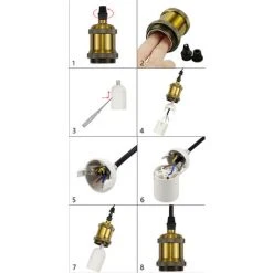 Offres ⌛ STOEX Vintage LED Lighting E27 Edison Douille Ampoule Support De Lampe Suspension Plafonnier Vis Ampoule Rétro Adaptateur Socket , Laiton Antique 🎁 -Suspension Soldes 42692236 5