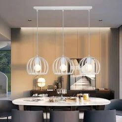 De gros ❤️ AXHUP Suspension Luminaire Industrielle 3 Tête Retro Lustre Cage Luminaire Blanc ✔️