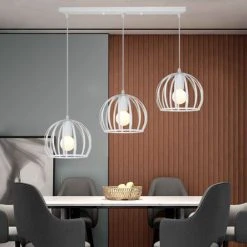 De gros ❤️ AXHUP Suspension Luminaire Industrielle 3 Tête Retro Lustre Cage Luminaire Blanc ✔️ 7 De gros ❤️ AXHUP Suspension Luminaire Industrielle 3 Tête Retro Lustre Cage Luminaire Blanc ✔️ -Suspension Soldes 42721359 3