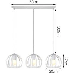De gros ❤️ AXHUP Suspension Luminaire Industrielle 3 Tête Retro Lustre Cage Luminaire Blanc ✔️ 9 De gros ❤️ AXHUP Suspension Luminaire Industrielle 3 Tête Retro Lustre Cage Luminaire Blanc ✔️ -Suspension Soldes 42721359 5