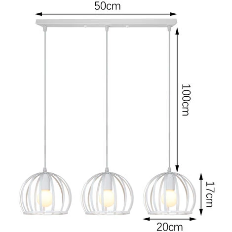 De gros ❤️ AXHUP Suspension Luminaire Industrielle 3 Tête Retro Lustre Cage Luminaire Blanc ✔️ 5 De gros ❤️ AXHUP Suspension Luminaire Industrielle 3 Tête Retro Lustre Cage Luminaire Blanc ✔️ – Image 5