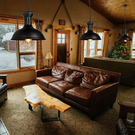 Tout neuf ❤️ AXHUP 2 Pack Ø33cm Lustre Suspension Design Industrielle Vintage Rétro Plafonnier Abat-jour En Métal Noir 🔔 2 Tout neuf ❤️ AXHUP 2 Pack Ø33cm Lustre Suspension Design Industrielle Vintage Rétro Plafonnier Abat-jour En Métal Noir 🔔 – Image 2